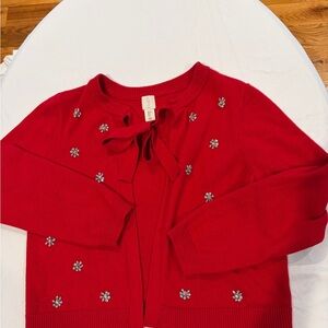 Joie Red Cardigan with Floral Details